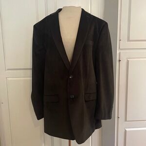 Calvin Klein Black Velvet Blazer‎ Jacket Men's Size 46L Two Button Notch Lapel
